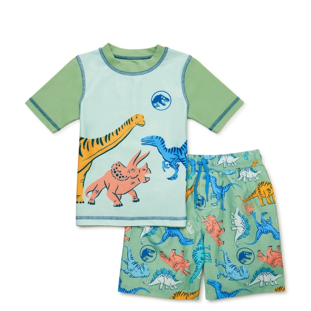 Jurassic World Toddler Boy Rashguard Swimwear Set (18 M)